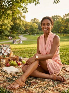 Bar III Sunburst Orange/Cream Abstract Dot Surplice Dress Drawstring Waist Sz S